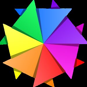 star, triangles, rainbow colors